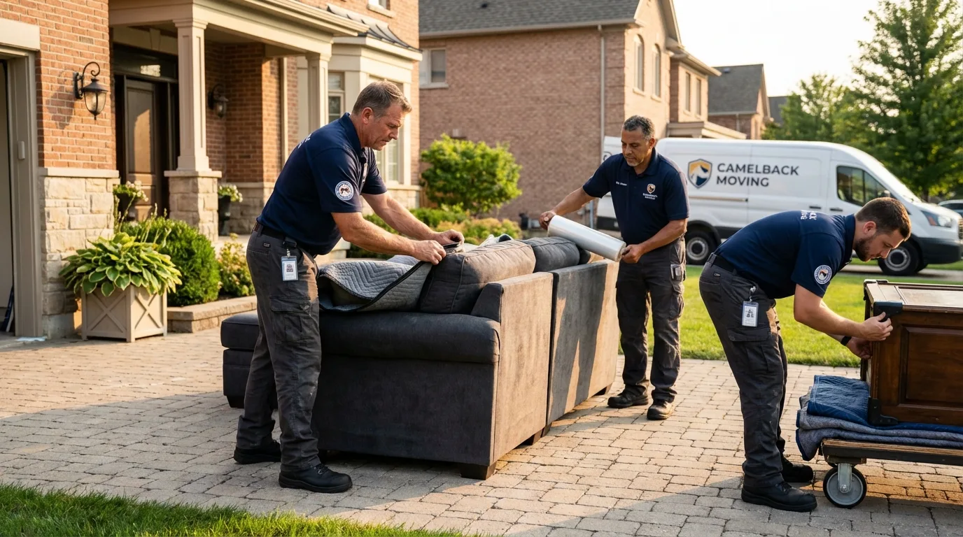 Large estate moving crew wrapping furniture in Lonaconing, MD
